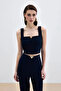 Yaka Gold Accessory Blouse - Navy Blue