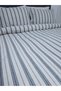 Breathable Luxury 4-Season Use 100% Cotton Linen Duvet Cover Set Gray Striped - 3