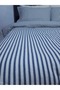 Breathable Luxury 4-Season Use 100% Cotton Linen Duvet Cover Set Navy Blue Striped - 2