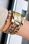 Special Boxed Women's Wristwatch 3 Atm Water Resistant Gold Color Chain Steel Band + Bracelet Hmb3004C1 - 3