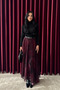 Burgundy Asymmetrical Model Floral Patterned Chiffon Skirt - 0612 - 3