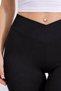 Black High Waist Cross Belt Camisole Side Seamless Corduroy Sports Leggings - 2