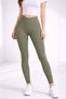 Khaki Green High Waist Cross Belt Camisole Side Seamless Ribbed Sports Leggings - 4