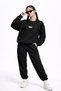 Oversized Mold Crew Neck Basic Plain Thick Black Sweatshirt - 3