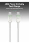 كابل شفاف متدرج من مادة PVC (USB-C) إلى (USB-C) - 60 واط - 1.2 متر - أخضر - 2
