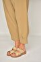 Y555532503 Beige Genuine Leather Women's Slippers - 5