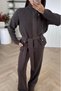 Women's Belted Half Fisherman Cardigan Pants Two-Piece Set & Wide-Leg Pants - 3