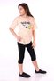 Girl's 2-Piece Set Printed Round Neck T-Shirt & Elastic Waist Crop Leggings