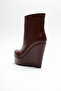 Women's Zippered Wedge Heeled Boots Dainas Brown Suede - 4