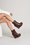 Women's Zippered Wedge Heeled Boots Dainas Brown Suede - 5