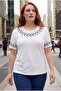 Women's Plus Size Branch Embroidery Detail White Blouse - 2