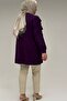58074 Large Size Ruffle and Stone Detailed Combed Cotton Tunic - Plum - 6