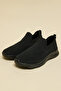Women Black Textured Knitted Slip On Shoes - 3