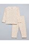 Girls Beige Printed T-Shirt and Pants Set
