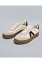 Women Beige Color Block Lace Up Sneakers - 4