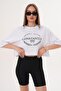 Women's Print Detailed Crew Neck Short Oversize T-Shirt - 260131 - 3
