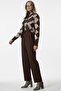 Women's Gray Melange Patterned Scarf Wool Blend Alya Sweater - 3