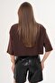 Women's Print Detailed Crew Neck Short Oversize T-Shirt - 260131 - 5