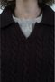 Brown Polo Collar Braided Hair Sweater - 5