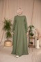 Ankanoor Honeycomb Fabric Belted Dress with Embroidered Sleeves 150 cm Anka265135 - 7