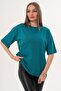 Women's Crew Neck Oversize T-Shirt with Back Print Detail - 260151 - 5