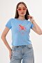 Women's Print Detailed Crew Neck T-Shirt - 260139 - 2