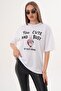 Women's Print Detailed Crew Neck Oversize T-Shirt - 260060 - 2