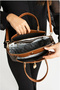 Lock Detailed 4-Compartment Women's Shoulder Bag with Gold Accessories 2201 Brown - 3