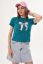 Women's Printed Detailed Crew Neck T-Shirt - 260058 - 3