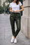 Faux Leather Trousers with Cuff Detail - 2