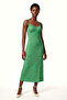 Women's Square Neck Short Sleeve Patterned Green Dress Marta