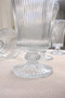 110 ml Striped Patterned Glass Cup Set of 6 – Transparent Footed Presentation & Coffee Cup - 5