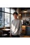 Gray 2-thread crew neck relaxed fit sweatshirt