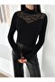 Turtleneck Flocked Tulle Blouse - 5