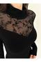 Turtleneck Flocked Tulle Blouse - 2
