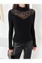 Turtleneck Flocked Tulle Blouse - 4