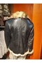 Vintage 90's Furry Zip-Up Short Leather Jacket - 4