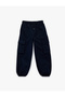 Gabardine Fabric Cargo Trousers with Elastic Waist and Tie Pocket Detail