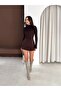 Button Detailed Polyviscon Fabric Short Skirt - 4