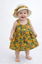 Sweet Baby Girl Lemon Patterned Summer Dress with Hat Sleeveless Cotton Dress