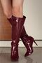 Limbooo Burgundy Patent Leather Women's Pointed Toe High Heeled Below the Knee Boots - 2
