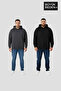 Men's Plus Size 2-Piece Set Hooded Sleeves and Ribbed Skirt Slim Swatshirt Spr26Bsw957+2