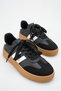 Flarora Black and White Unisex Thick Sole Lace-Up Rustic Striped Suede Orthopedic Daily Comfortable Lightweight Sports Shoes