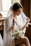 Noir Poème Polka Dot Tulle Ankle Length Bridal Gloves |   Special Design with Feather and Flower Detail - 2