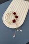 Women's Bun Hair Clip Red Rose Gold Metal New Style Dangle Crystal Stone Hair Clip - 2