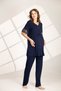 Women's Navy Blue Lace Maternity Set - 3-Piece Maternity Nursing Pajamas & Robe Set - 6