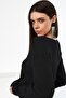 Anthracite Midi Length Viscose Women's Knitwear Skirt with Side Slits - 5