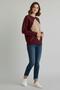 Women's Crew Neck Diamond Patterned Trendy Sweater Claret Red / Brown - 2