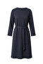 Geometric Patterned Belted Hijab Dress 2222-02 Petrol - 6
