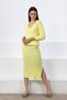 Yellow Midi Length Viscose Women's Knitwear Skirt with Side Slits